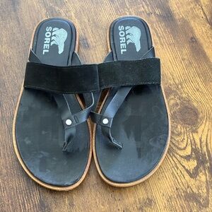 Sorel Black Leather Sandals